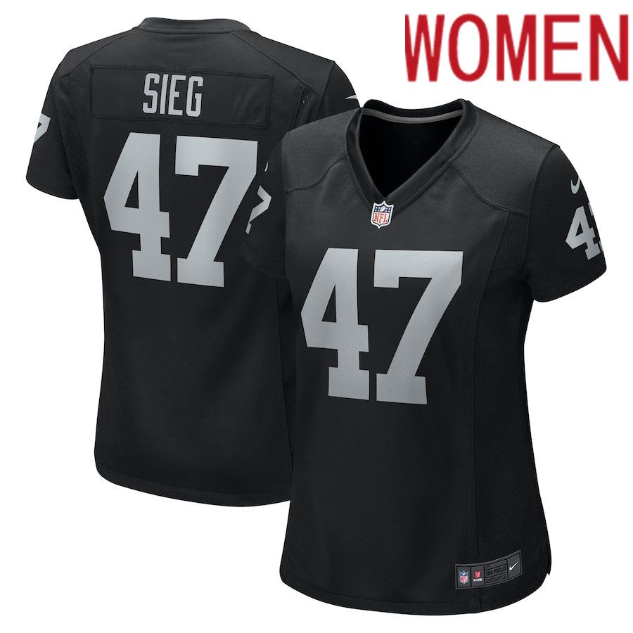 Women Oakland Raiders 47 Trent Sieg Nike Black Game NFL Jersey